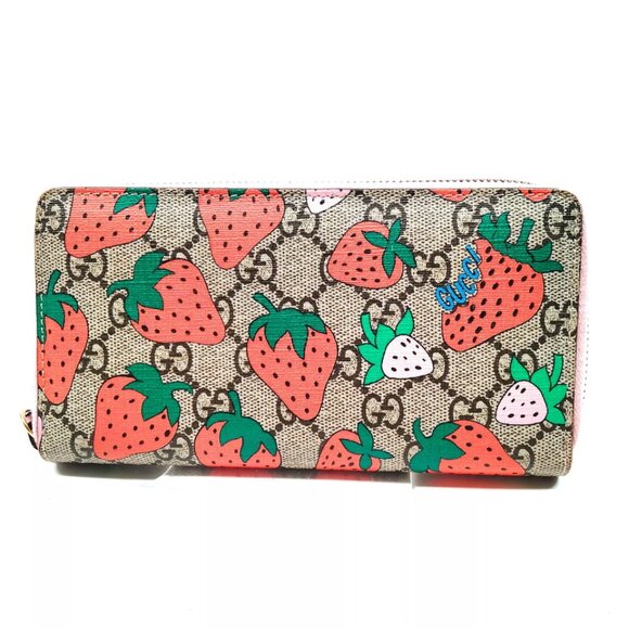 Gucci Supreme Strawberry Long Zip Wallet - Picture 1 of 9